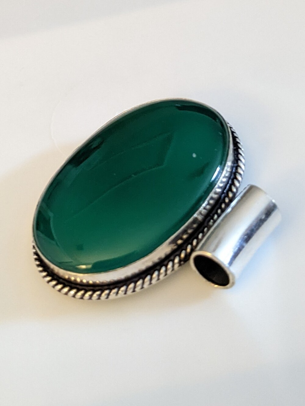 Green Onyx Gemstone Jewelry 925 Sterling Silver Handmade Pendant Necklace - Picture 4 of 7